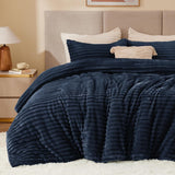 BEDELITE Fleece Comforter Set -Super Soft & Warm Fluffy Cream White Bedding, Luxury Fuzzy Heavy Bed Set for Winter with 2 Pillow Cases