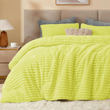 BEDELITE Fleece Comforter Set -Super Soft & Warm Fluffy Cream White Bedding, Luxury Fuzzy Heavy Bed Set for Winter with 2 Pillow Cases