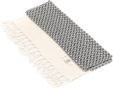 Madamelique Exclusive Hand Towels Set of 2-18 x 40 Inches - Decorative Bathroom Peshtemal Towel for Hand, Face, Hair, Yoga, Tea, Dishcloth, Kitchen and Bath - 100% Pure Cotton (Black)
