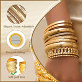 ÌF ME Gold Bangle Bracelets for Women, Indian Bangles Stackable Set, Multi Layer Textured 14K Gold Plated Chunky Bracelets Boho Jewelrys Set