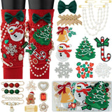 DoDoBeads 60 Pcs Junk Socks Charms Kit, Gold Brooches and Pins for Women, Pearl and Rhinestone Sock Charms with Safety Pins, DIY Accessories for Decorating and Personalizing Socks