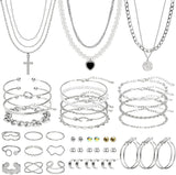 NEWITIN 49 Pieces Gold Jewelry Set for Women Fashion Jewelry Gold Plated Necklace Bracelet Ring Earrings Set for Women