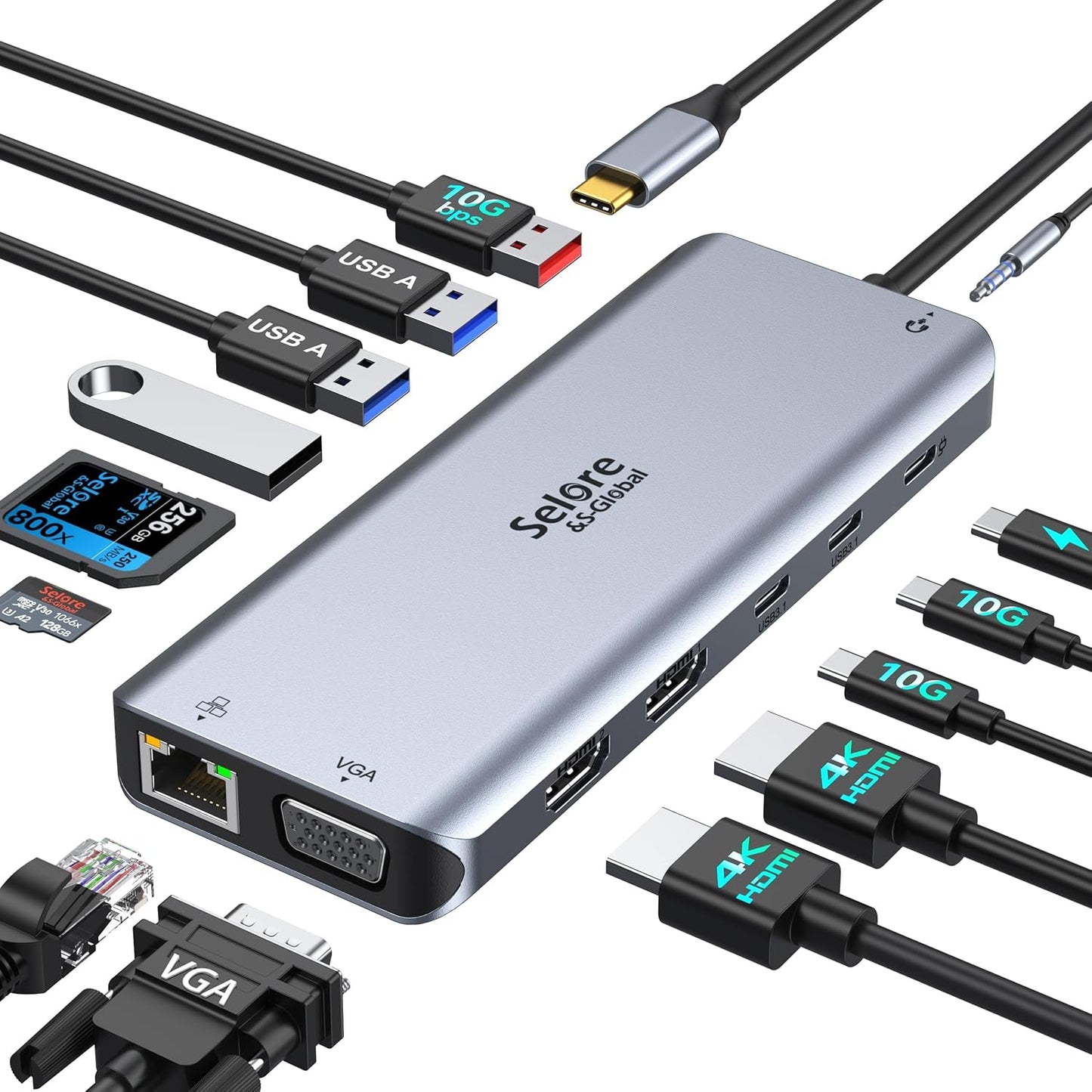 USB C Adapter for MacBook Pro/Air M1 M2 M3 2021 2020 2019 13" 15" 16", 6 in 1 USB-C Hub MacBook Pro Accessories with 3 USB 3.0 Ports,USB C to SD/TF Card Reader and 100W Thunderbolt 3 PD Port