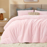 BEDELITE Fleece Comforter Set -Super Soft & Warm Fluffy Cream White Bedding, Luxury Fuzzy Heavy Bed Set for Winter with 2 Pillow Cases