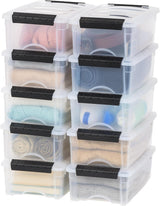 IRIS USA 54 Qt Stackable Plastic Storage Bins with Lids, 6 Pack - BPA-Free, Made in USA - See-Through Organizing Solution, Latches, Durable Nestable Containers, Secure Pull Handle - Clear