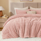 BEDELITE Fleece Comforter Set -Super Soft & Warm Fluffy Cream White Bedding, Luxury Fuzzy Heavy Bed Set for Winter with 2 Pillow Cases