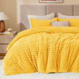 BEDELITE Fleece Comforter Set -Super Soft & Warm Fluffy Cream White Bedding, Luxury Fuzzy Heavy Bed Set for Winter with 2 Pillow Cases