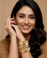 ÌF ME Gold Bangle Bracelets for Women, Indian Bangles Stackable Set, Multi Layer Textured 14K Gold Plated Chunky Bracelets Boho Jewelrys Set