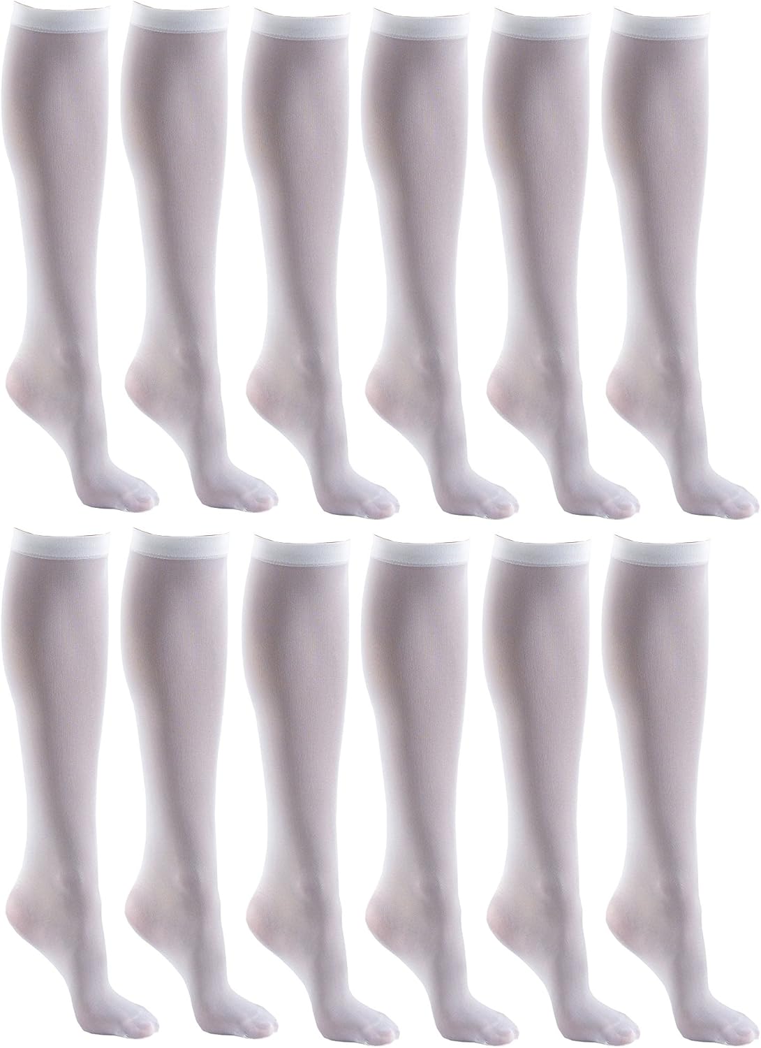 Winterlace Women’s Trouser Socks, Opaque Stretchy Nylon Knee High, Many Colors, 6 or 12 Pairs
