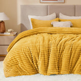BEDELITE Fleece Comforter Set -Super Soft & Warm Fluffy Cream White Bedding, Luxury Fuzzy Heavy Bed Set for Winter with 2 Pillow Cases