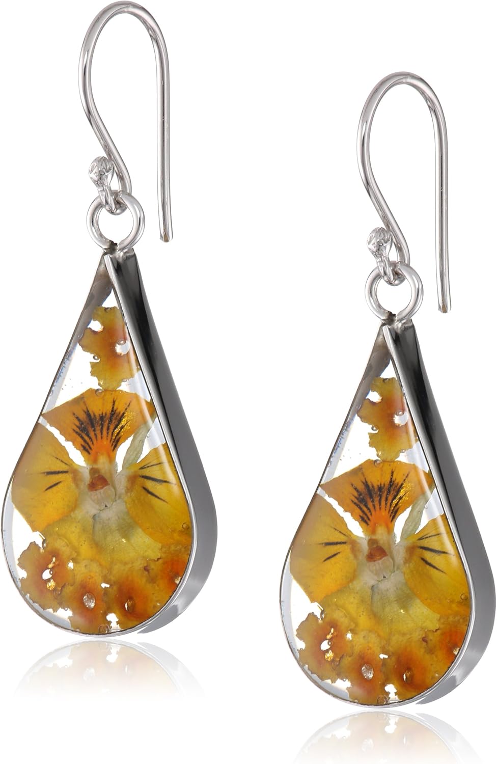 Essentials Sterling Silver Pressed Flower Teardrop Trendy Earrings