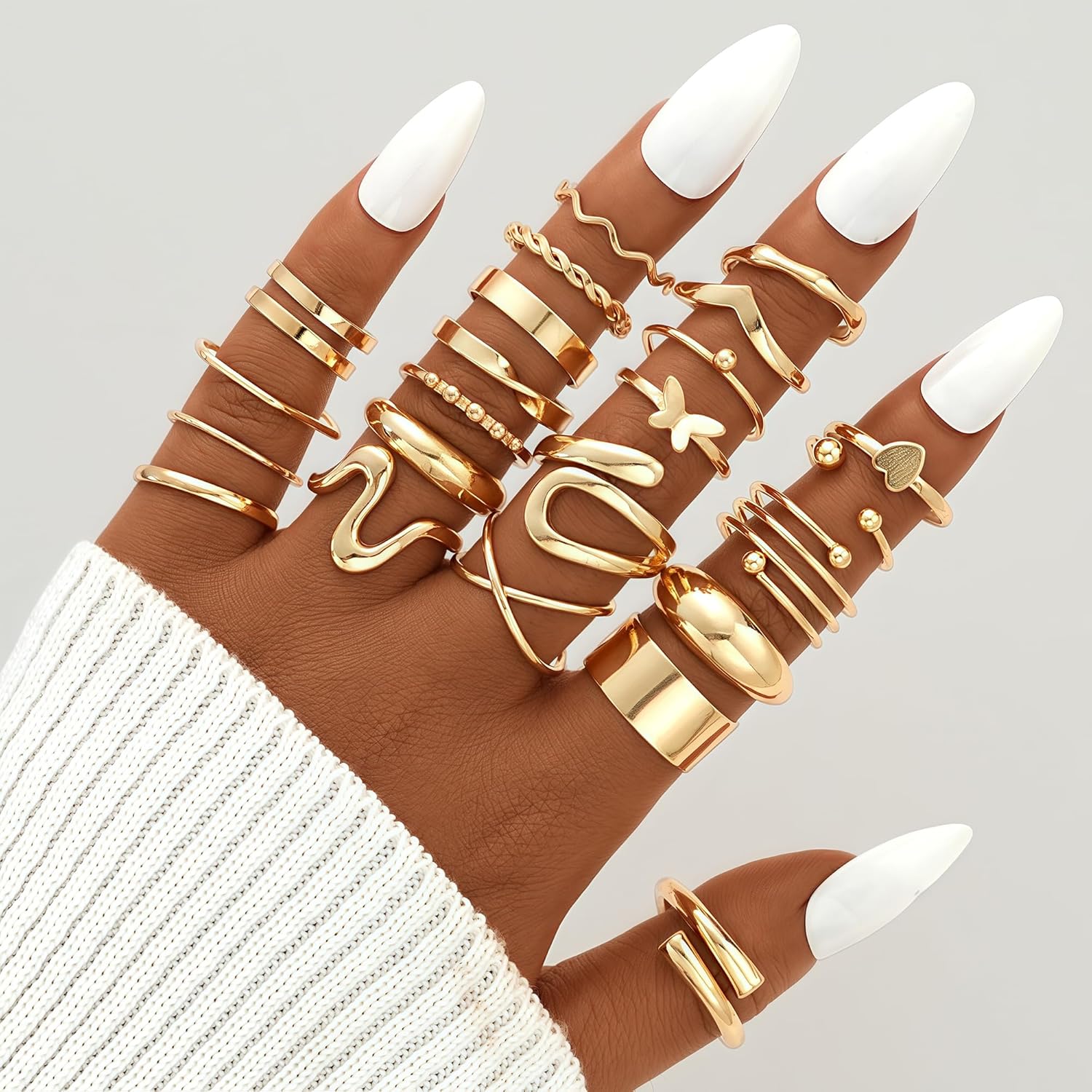 17 MILE 78 Pieces Gold Jewelry Set for Women, 9 Necklace, 24 Bracelet, 22 Earrings, 23 Rings Gold Plated Jewerly set for Women Gift