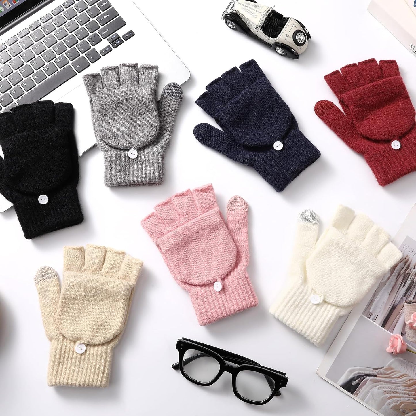 Premillow Winter Gloves for Women, Warm Womens Fingerless Gloves, Thermal Winter Glove Women, Typing Womens Glove Mittens