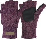 ViGrace Winter Knitted Convertible Fingerless Gloves Wool Mittens Warm Mitten Glove for Women and Men