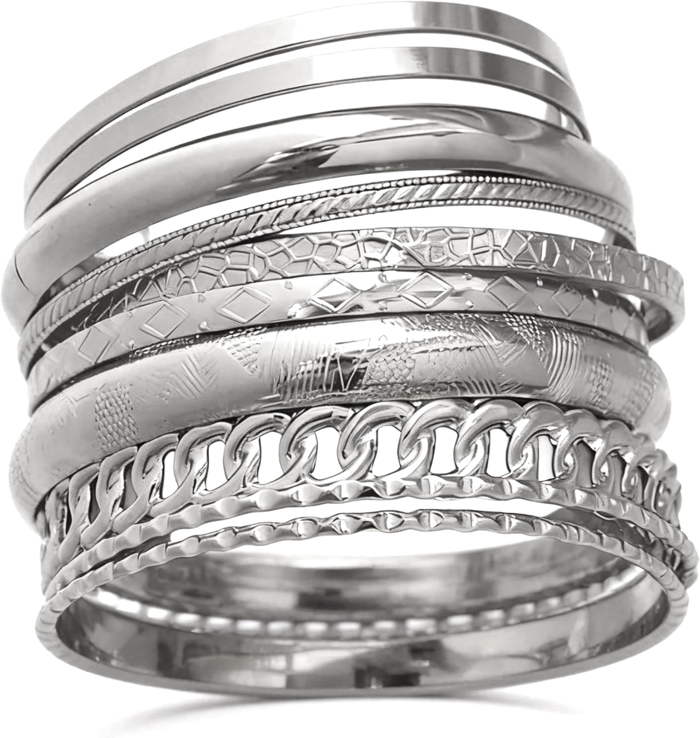 ÌF ME Gold Bangle Bracelets for Women, Indian Bangles Stackable Set, Multi Layer Textured 14K Gold Plated Chunky Bracelets Boho Jewelrys Set