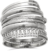 ÌF ME Gold Bangle Bracelets for Women, Indian Bangles Stackable Set, Multi Layer Textured 14K Gold Plated Chunky Bracelets Boho Jewelrys Set