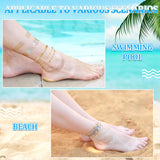 Hicarer 16 Pieces Ankle Bracelets 14K for Women Anklets Set Boho Beach Anklets Foot Chains Adjustable Foot Hand Jewelry Romantic Gift