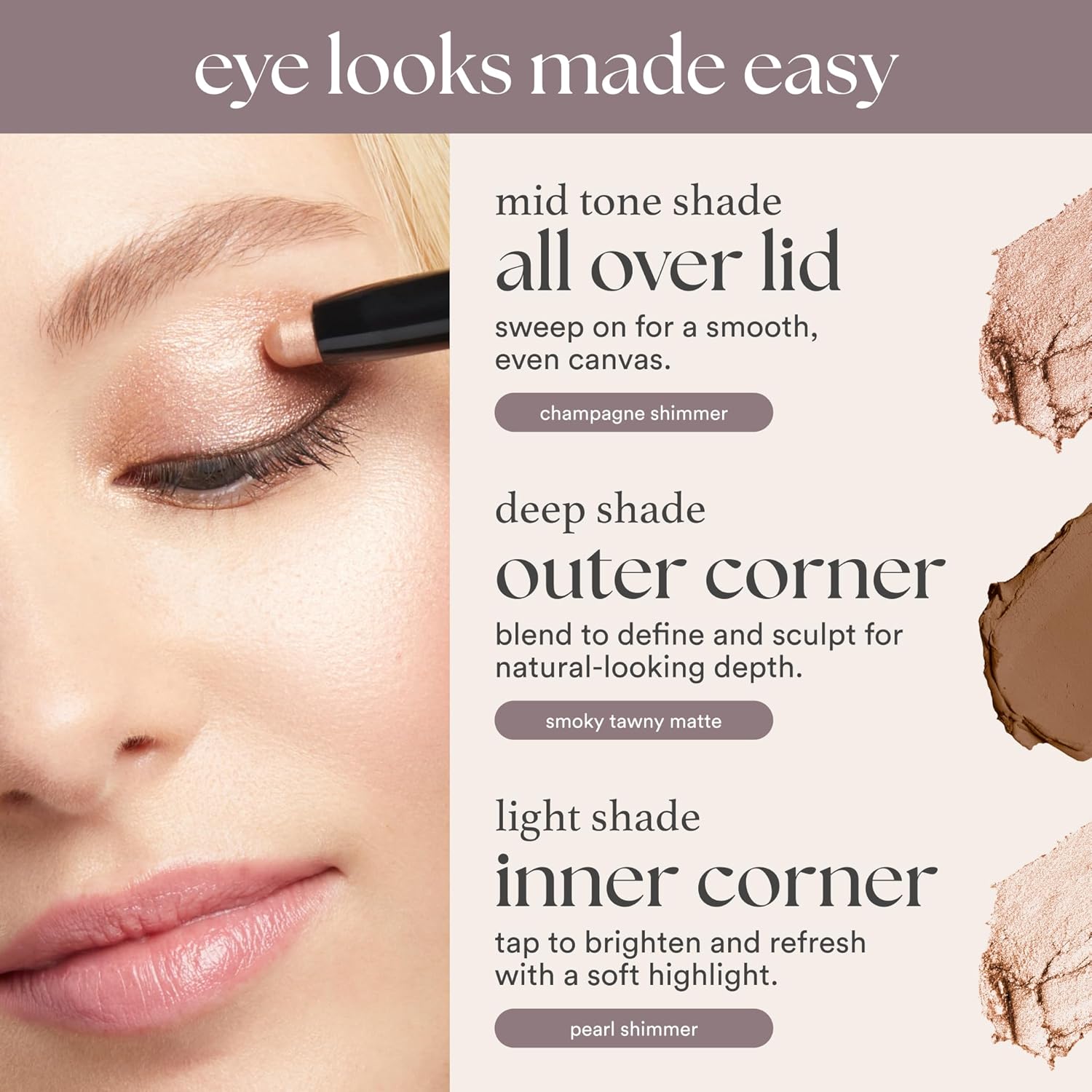 Julep Eyeshadow  Cream-to-Powder Waterproof Shadow Stick – Champagne Shimmer – Long-Lasting, Crease-Proof, Medium Golden-Beige Shimmer Cream Eyeshadow with Built-in Smudger