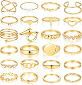 FAXHION 60 Pcs Gold Stackable Rings for Women, Rings Chunky Gold Ring Set Dainty Stacking Cute Rings, Multiple Sizes Cute Jewelry Set Gift