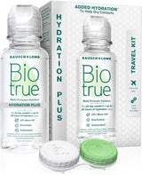 Biotrue Hydration Plus Contact Lens Solution with Lens Case, Multi-Purpose Solution for Soft Lenses, Hydrates with Hyaluronan, Cleans, Clears, and Disinfects for All-Day Comfort, 10 Fl Oz (Pack of 2)