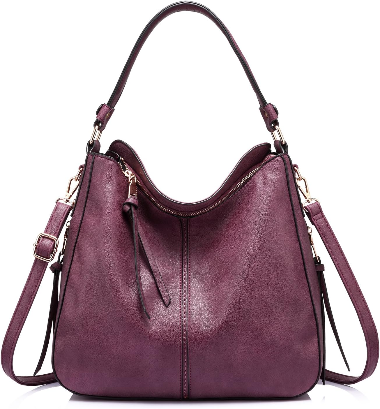 Realer Hobo Crossbody Bags for Women Designer Faux Leather Hobo Handbags Retro Large Size Shoulder Bag Bucket Purse