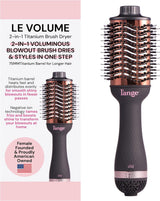 L'ANGE HAIR Le Volume 2-in-1 Titanium Blow Dryer Brush | Hot Air Brush for Hair Drying & Styling | Ionic Oval Barrel for Smooth, Frizz-Free Volume | (Blush – 60mm)