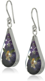 Essentials Sterling Silver Pressed Flower Teardrop Trendy Earrings
