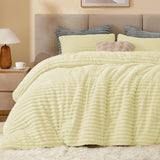 BEDELITE Fleece Comforter Set -Super Soft & Warm Fluffy Cream White Bedding, Luxury Fuzzy Heavy Bed Set for Winter with 2 Pillow Cases