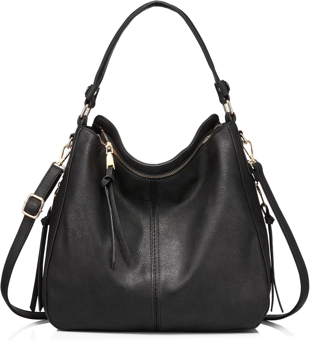 Realer Hobo Crossbody Bags for Women Designer Faux Leather Hobo Handbags Retro Large Size Shoulder Bag Bucket Purse