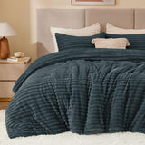 BEDELITE Fleece Comforter Set -Super Soft & Warm Fluffy Cream White Bedding, Luxury Fuzzy Heavy Bed Set for Winter with 2 Pillow Cases
