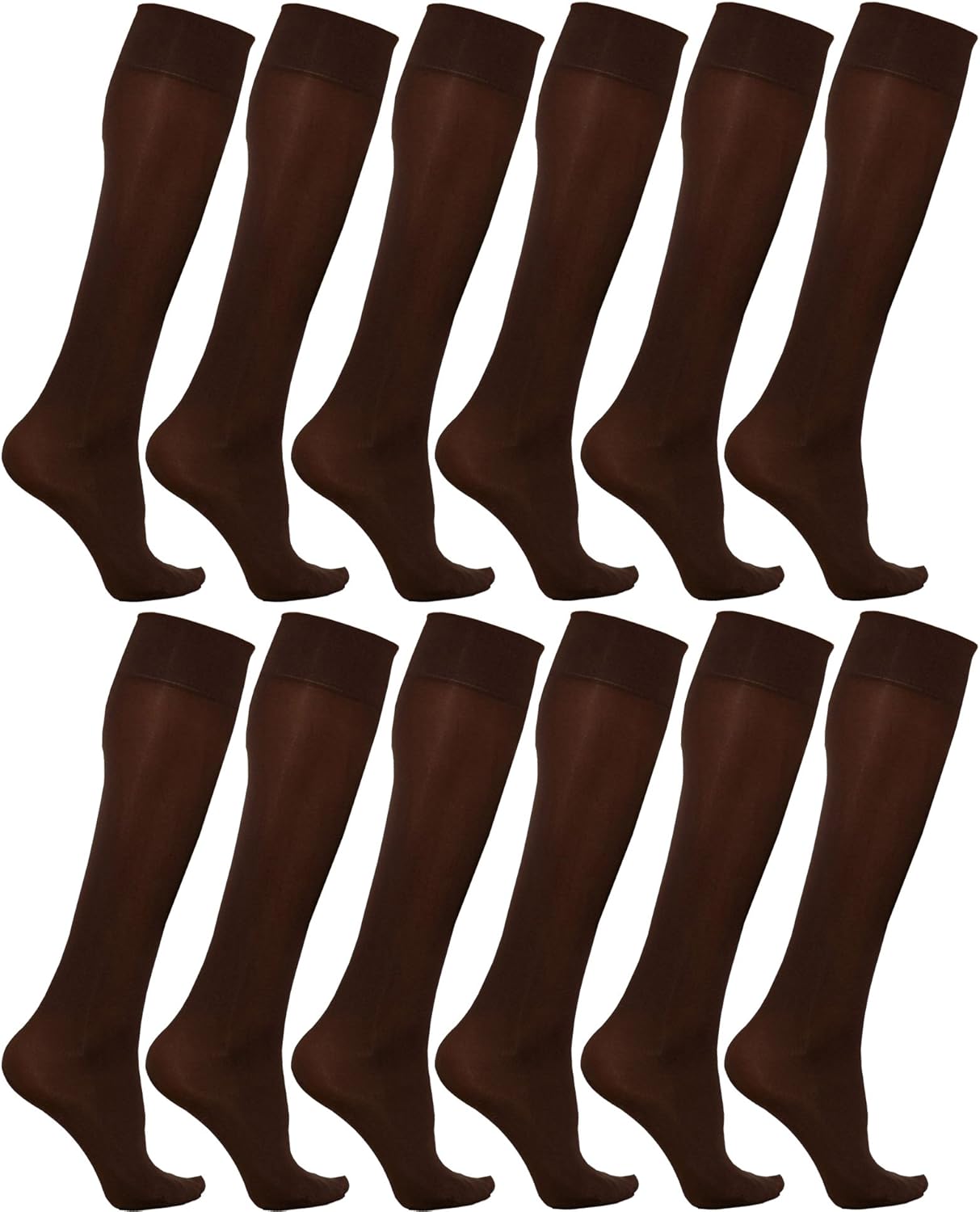 Winterlace Women’s Trouser Socks, Opaque Stretchy Nylon Knee High, Many Colors, 6 or 12 Pairs