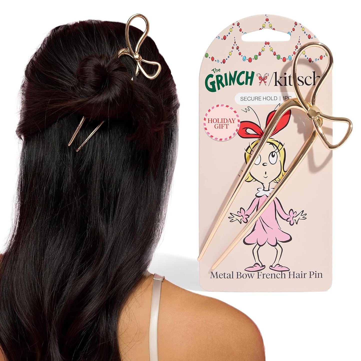 Kitsch French Hair Pins for Women – Elegant & Durable Metal Hair Fork for Updos, Chignon, Bun & Twist Hairstyles, Secure Hold All Day, Comfortable Fit | Ideal Gifts for Women- Gold, 1pc