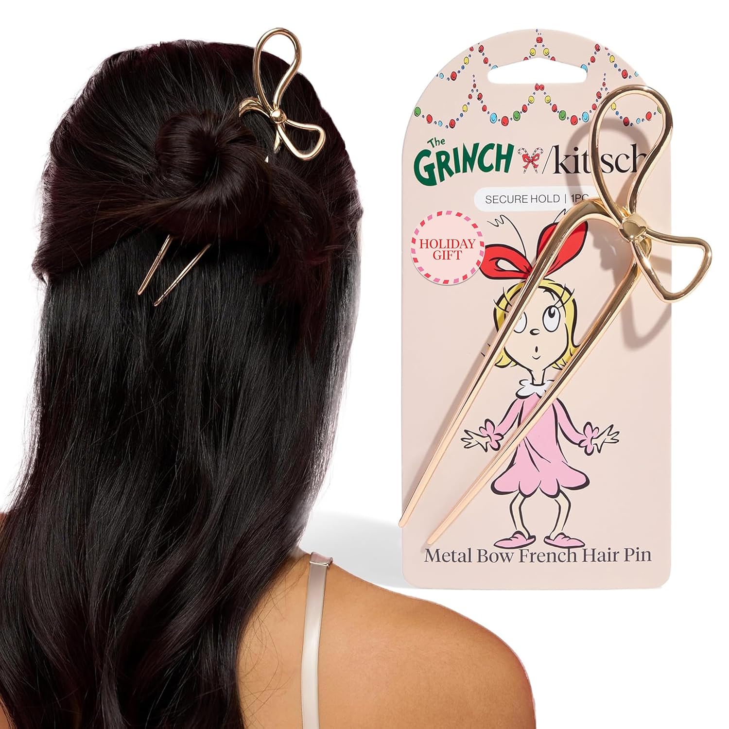 Kitsch French Hair Pins for Women – Elegant & Durable Metal Hair Fork for Updos, Chignon, Bun & Twist Hairstyles, Secure Hold All Day, Comfortable Fit | Ideal Gifts for Women- Gold, 1pc