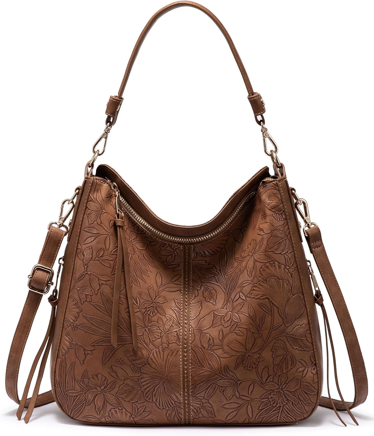 Realer Hobo Crossbody Bags for Women Designer Faux Leather Hobo Handbags Retro Large Size Shoulder Bag Bucket Purse