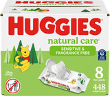 Huggies Natural Care Sensitive Baby Wipes, Unscented, Hypoallergenic, 99% Purified Water, 12 Flip-Top Packs (768 Wipes Total), Packaging May Vary
