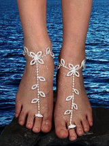 Hicarer 6 Pcs Foot Jewelry Barefoot Sandals for Women Rhinestone Anklets Bohemian Foot Chain for Beach Wedding Valentine
