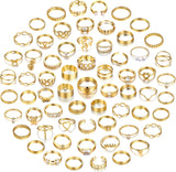 FAXHION 60 Pcs Gold Stackable Rings for Women, Rings Chunky Gold Ring Set Dainty Stacking Cute Rings, Multiple Sizes Cute Jewelry Set Gift