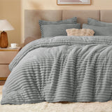 BEDELITE Fleece Comforter Set -Super Soft & Warm Fluffy Cream White Bedding, Luxury Fuzzy Heavy Bed Set for Winter with 2 Pillow Cases