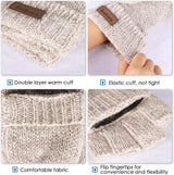 Thermal Insulation Fingerless Texting Wool Gloves for Women and Men Winter Warm Knitted Convertible Mittens Flap