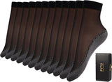 Women's 10-24 Pairs (in Gift Box) Ankle High Sheer Nylon Socks Soft Tight Hosiery with Reinforced Toe