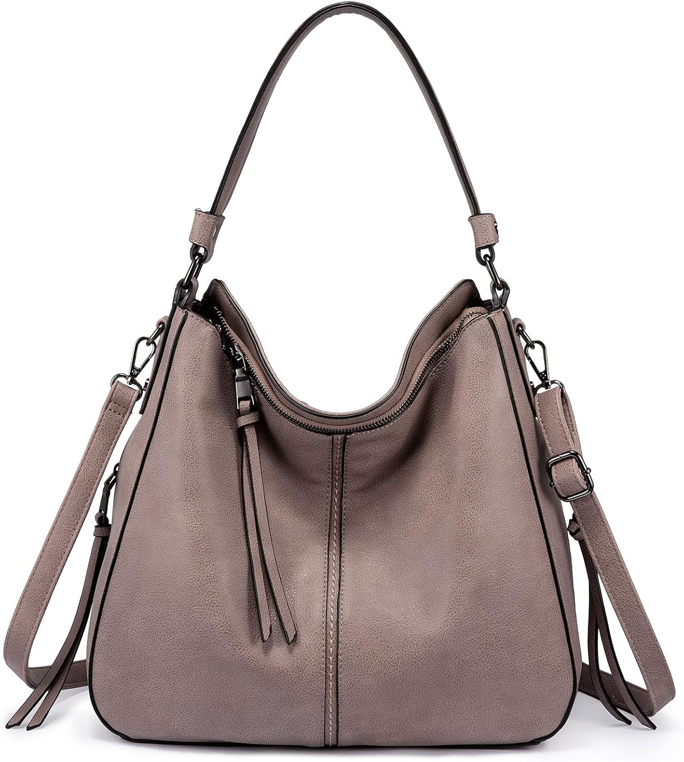 Realer Hobo Crossbody Bags for Women Designer Faux Leather Hobo Handbags Retro Large Size Shoulder Bag Bucket Purse