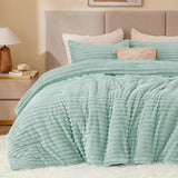 BEDELITE Fleece Comforter Set -Super Soft & Warm Fluffy Cream White Bedding, Luxury Fuzzy Heavy Bed Set for Winter with 2 Pillow Cases