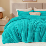 BEDELITE Fleece Comforter Set -Super Soft & Warm Fluffy Cream White Bedding, Luxury Fuzzy Heavy Bed Set for Winter with 2 Pillow Cases