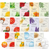 14 Pack Sheet Face Masks Skincare, Hydrating Face Masks Suitable for Dry Skin, Bulk Facial Mask Set for Women Skin Care, Face Mask Gifts Set for Face Spa