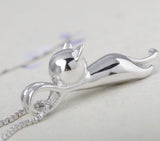S.Leaf 925 Sterling Silver Cat Necklace Jewelry for Women Trendy Dainty Charm Pendant Necklaces Best Friend Birthday Gifts for Her Sister Mom Wife Womens