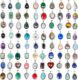 Handmade 10 Pcs Gemstone Pendant Necklace Set for Women, Silver Pendants for Women