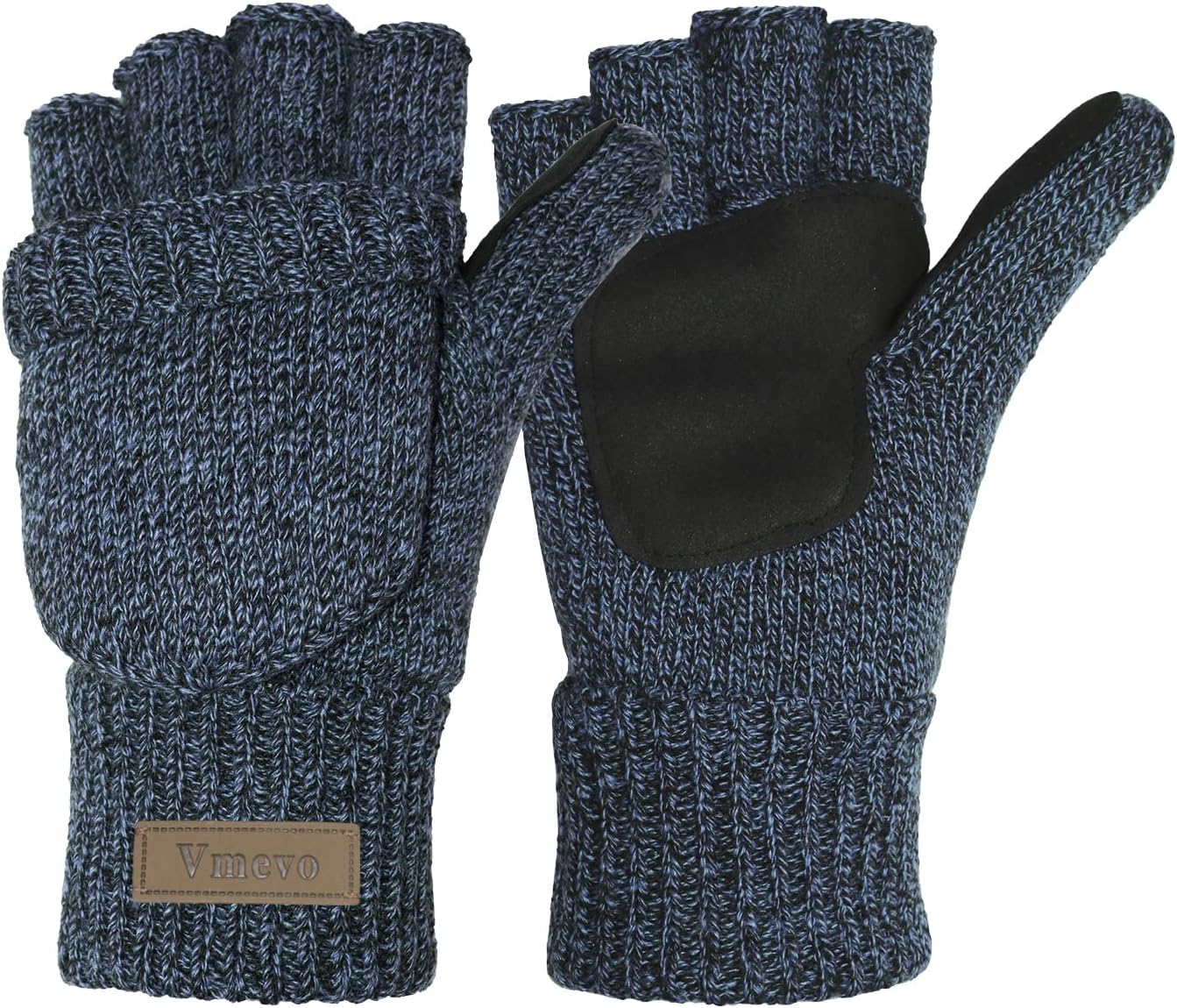 ViGrace Winter Knitted Convertible Fingerless Gloves Wool Mittens Warm Mitten Glove for Women and Men