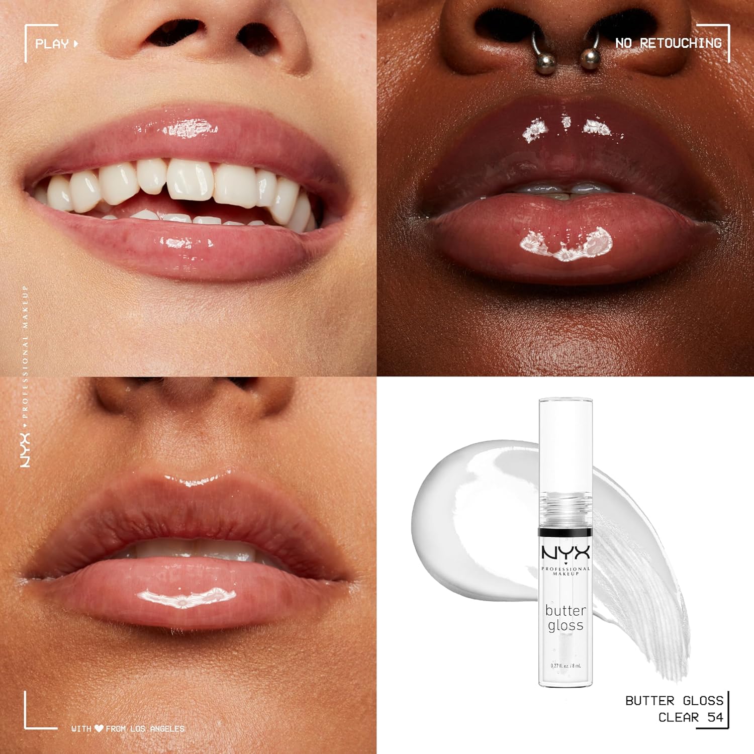PROFESSIONAL MAKEUP Butter Gloss, Non-Sticky Lip Gloss - Sugar Glass ,Clear