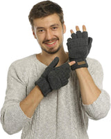 ViGrace Winter Knitted Convertible Fingerless Gloves Wool Mittens Warm Mitten Glove for Women and Men
