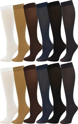 Winterlace Women’s Trouser Socks, Opaque Stretchy Nylon Knee High, Many Colors, 6 or 12 Pairs